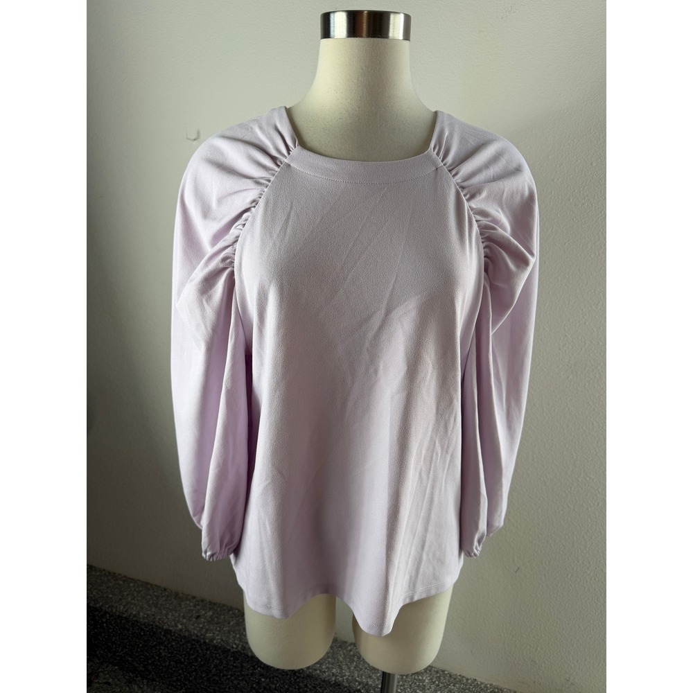 Ann Taylor Womens Medium Lavender Puff Sleeve Blouse Gathered Shoulder Top